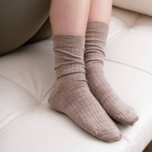 Шерстяні шкарпетки жіночі в рубчик ART.130 Natural Merino Wool Steven, 006 бежевий меланж - вовна мериноса