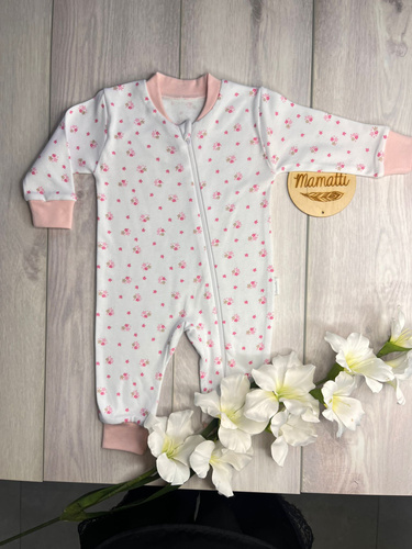 Дитячий комбінезон Mamatti PS15341 Квіточки – без стоп, на блискавці