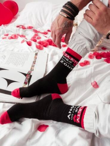 Чоловічі шкарпетки бавовняні 0125 Awangard Walentynkowe Milena, - чорне ведмедик