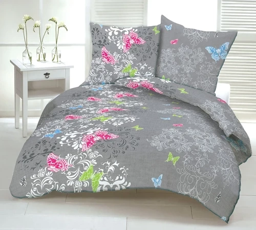 Постільна білизна з гофрованої бавовни 732а motylki Karo, -сірий