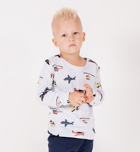 Nicol Willy блузка сіра з літаками бавовна 219138 – довгий рукав