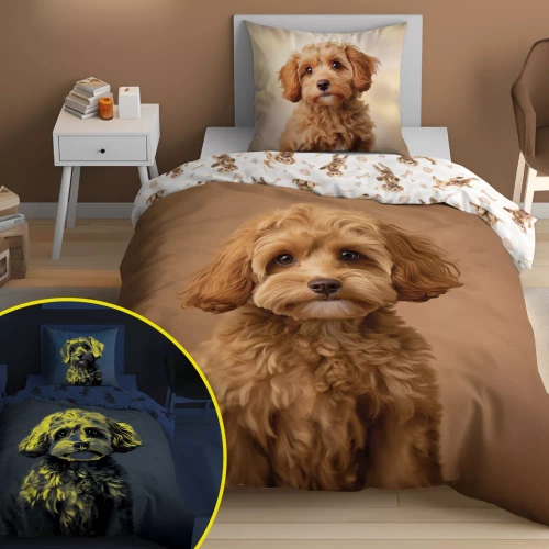 Комплект дитячої постільної білизни, що світиться в темряві Рудий песик 5421 A Rudy Piesek Detexpol