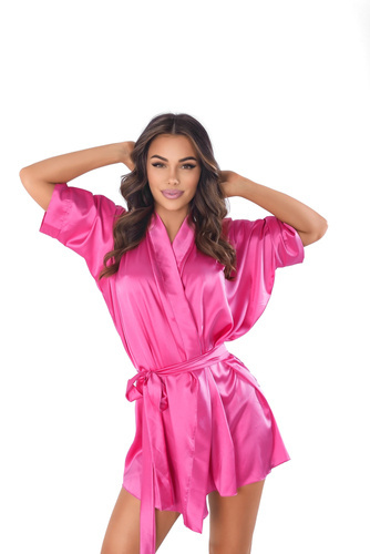 Короткий сатиновий пеньюар Magenta Kimon Sleeves Robe Anais
