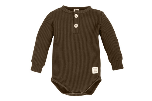 Дитяче боді з довгим рукавом 03249DRPM "Natural Waffel" Makoma, -mocha