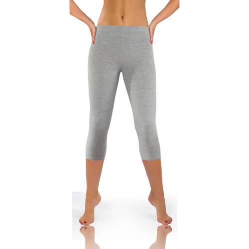 Бавовняні спортивні легінси жіночі 3/4 Sesto Senso, - світлий меланж