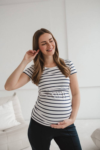 Футболка для вагітних та годуючих жінок Milk Shirt Milk&Love, - в тонку смужку