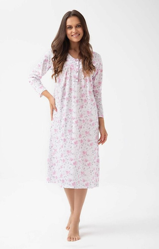 338 Жіноча нічна сорочка Luna  екрю, бавовняна, класична