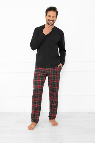 Чоловіча піжама Rusoli Italian Fashion – 100% бавовна, клітинка, довгий рукав