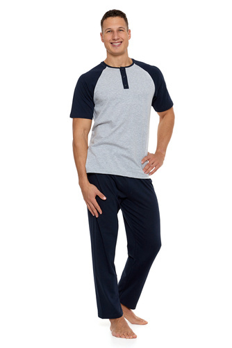 Balmer Piżama Męska krótki rękaw, spodenki Italian Fashion - druk/grafitowy