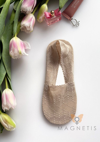 Жіночі сліди Magnetis GC-251144 мереживні з силіконом – невидимі шкарпетки champagne