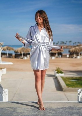 Сатиновий халат жіночий 90 Dkaren - сріблястий