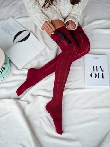 Заколінки жіночі зі стрічкою 835 Milena- бордовий