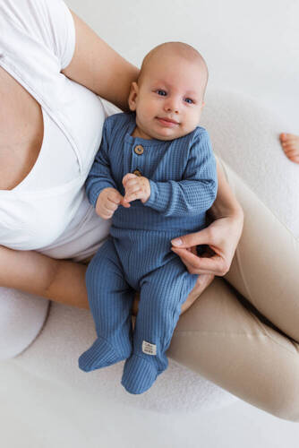 Дитяче боді з довгим рукавом 03249DRPD "Natural Waffel" Makoma, -denim