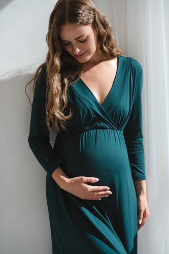 Бамбукова нічна сорочка для вагітних і годування Star Light – елегантна, дихаюча, ідеальна для пологового будинку