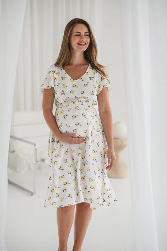 Плаття для вагітних і годуючих з коротким рукавом Lovely Dress Midi Milk&Love, - темно-синій в горошок