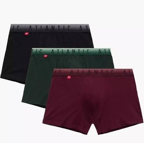 Набір боксерок чоловічих 3шт. 3MH-052 Atlantic, - бордовий/чорний/смарагдовий