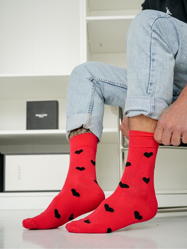 Чоловічі шкарпетки Milena 0125-135 із серцями – бавовняні, ідеальні на подарунок