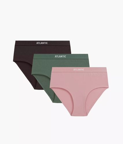 Atlantic 3CLP-009/Z26 Maxi Sport жіночі труси 3-pack 95% бавовна коричневий-рожевий-зелений