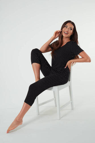 Жіноча піжама Puntini короткий рукав Italian Fashion,- чорний