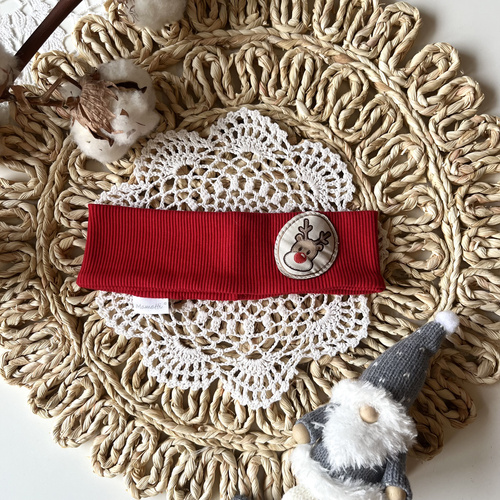 Червона святкова пов’язка Merry Christmas для дівчинки Mamatti OK05