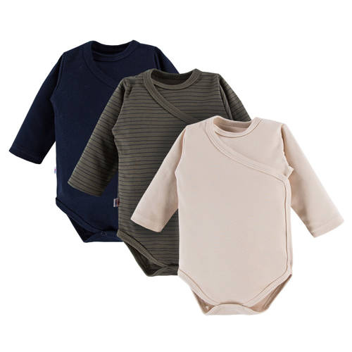 Дитяче боді на запах 3 шт. Good Day Eevi - темно-синій/зелений/бежевий