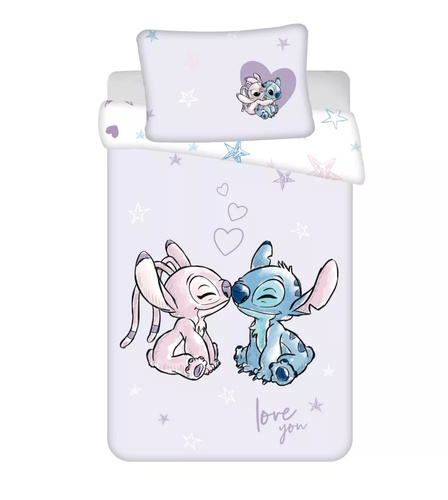 Дитяча бавовняна постільна білизна Ліло і Стіч/ JF 24 Lilo i Stitch Heart Jerry Fabrics, - вересовий
