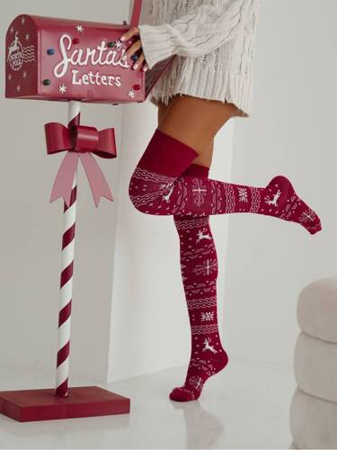 Заколінки жіночі новорічні 1276 Milena - червоний