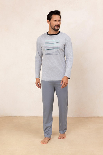 Бавовняна чоловіча піжама 492 Regina, сірий - з довгим рукавом, класичний фасон