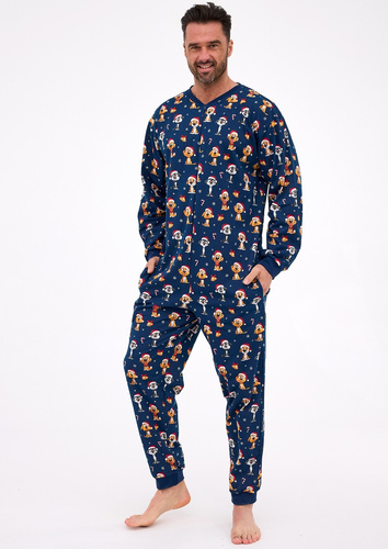 196/295 Dog 2 Christmas піжама-комбінезон чоловіча Cornette – кігурумі, бавовна, на блискавці, з собачками