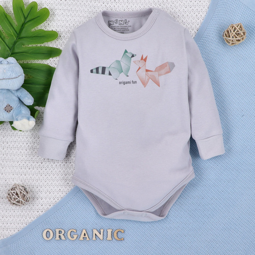 Дитяче боді з органічної бавовни ABN-5384 Fun Origami Nini,- сірий