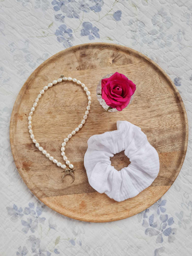 Муслінова резинка для волосся GM Marija - білий