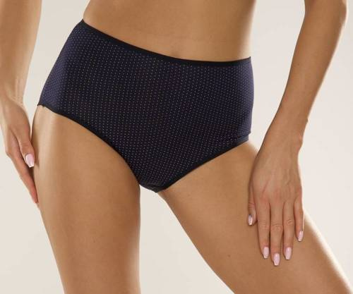 Жіночі високі трусики 018 Sara  De lafense, - темно-синій/горошок