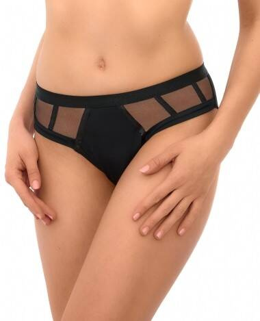 Трусики жіночі 2520 Big Lupoline- чорний, великі розміри, напівпрозора сіточка