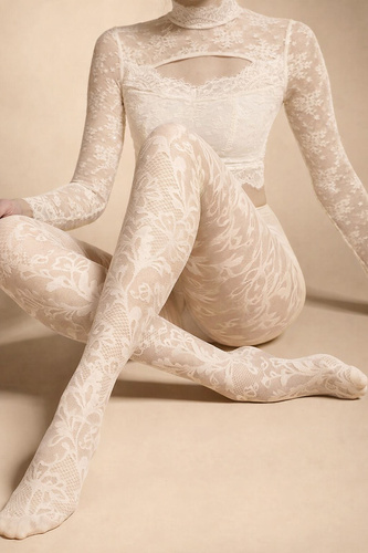 Колготки Knittex Chantilly 30 den – жіночі колготки з мереживним візерунком ecru