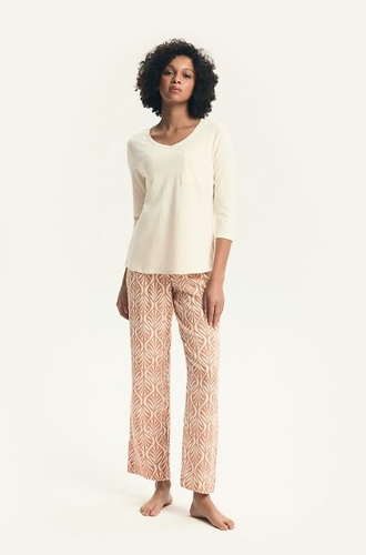 Піжама жіноча Henderson 43671 Denise, 3/4 рукав, бавовна і віскоза, з малюнком, V-подібний виріз