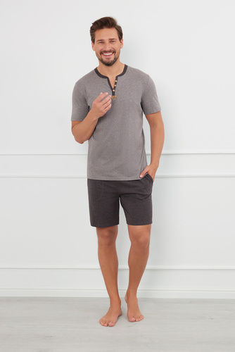 Чоловіча піжама Juliusz Italian Fashion, - сірий -меланж/чорний-меланж