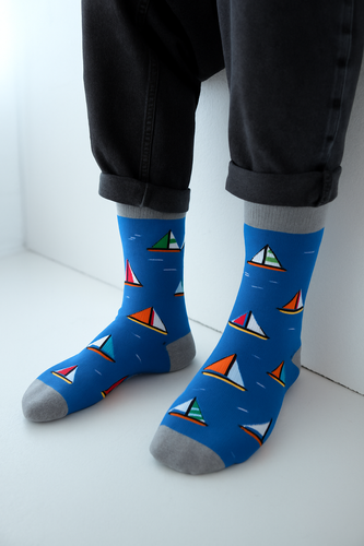 Чоловічі шкарпетки 0125-117 Вітрильники – джинсові