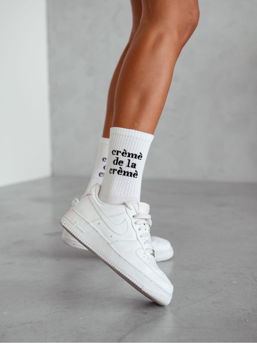 Шкарпетки жіночі  0200-164 Creme De La Creme Milena, -білий/1-чорний надпис