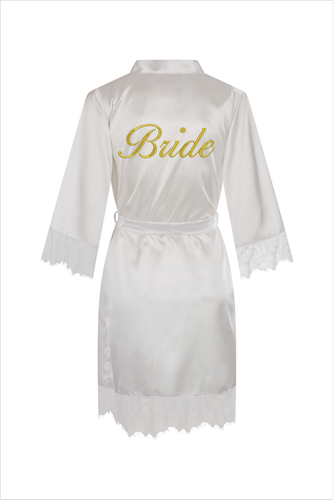 Халат нареченої Bride з мереживом ByShelly, - білий/золотистий