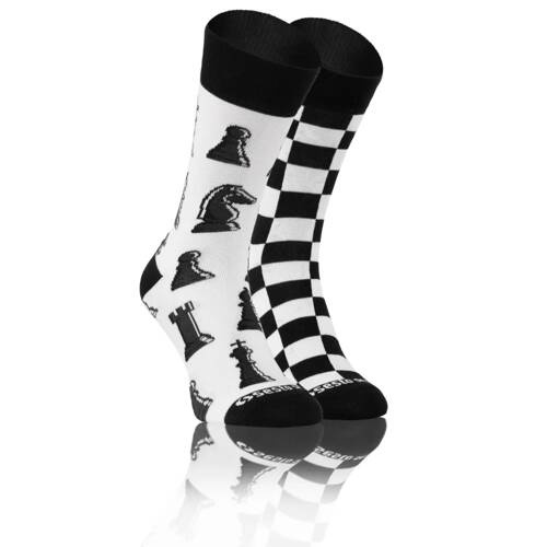 Високі асиметричні шкарпетки Шахи finest cotton Sesto Senso, - чорний