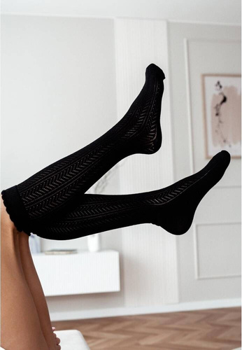 Підколінки жіночі 0330 Ażur Jodełka Milena,- чорний