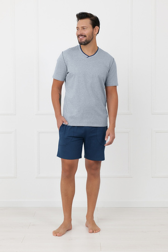 Чоловіча піжама Devon Italian Fashion бавовняна з коротким рукавом меланж