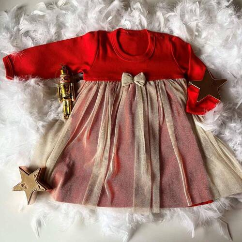 Сукня з довгим рукавом 23SR01 Merry Christmas  Mamatti - червоний/зелений