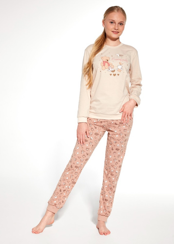 Піжама Cornette Bears для дівчаток 594/187 592/187 | Бавовна, з ведмедиками, довгий рукав, штани в клітинку