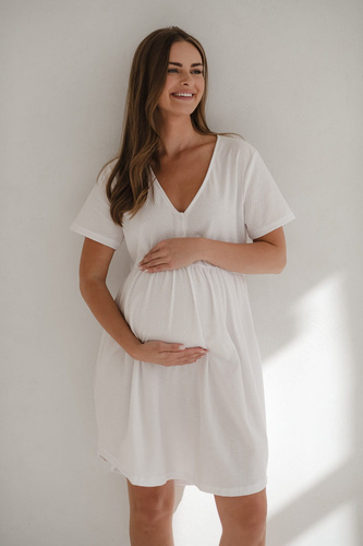 Муслінова нічна сорочка для вагітних і годуючих жінок Aurora Milk&Love, - білий