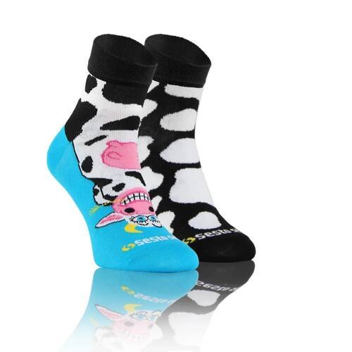 Асиметричні шкарпетки Корова і латки finest cotton Sesto Senso, - чорний