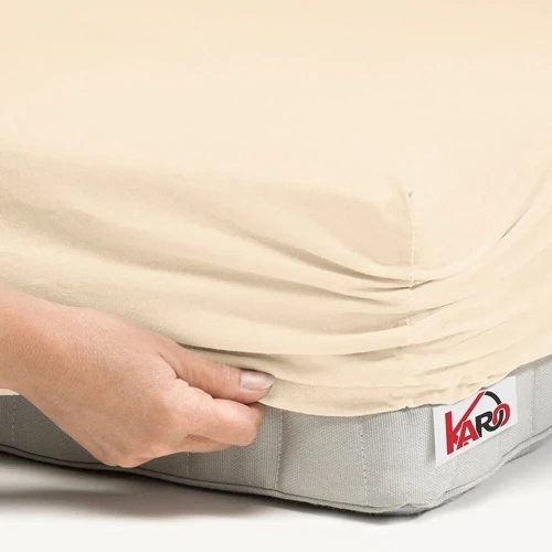 Простирадло з резинкою Jersey KARO, - світло-бежевий