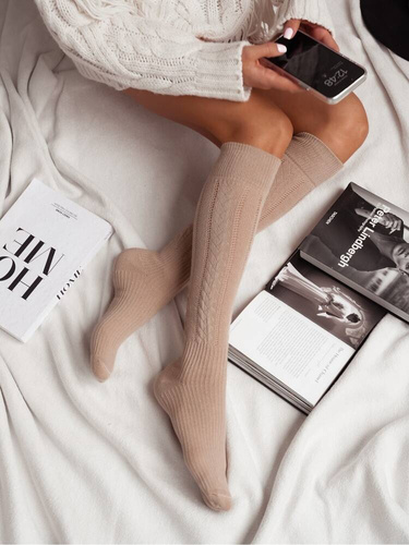 Підколінки жіночі 0330 Ażur Warkocz Milena, - бежевий