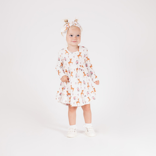 216166 Lala – дитяча сукня Nicol, бавовна, довгий рукав, оленята