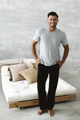 Чоловіча піжама Dallas кофта і штани Italian Fashion, -меланж/чорний